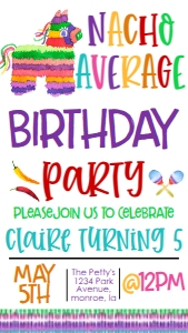 Birthday Party Fiesta Nacho Average Text Invite: Birthday Party Fiesta Nacho Average