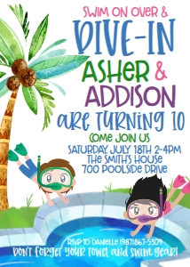 Birthday Dive-In Sibling Pool Party: Birthday Dive-In Sibling Pool Party