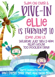 Birthday Dive-In Pool Party Girl: Birthday Dive-In Pool Party Girl