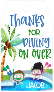 Birthday Dive-In Pool Party Favor Tag: Birthday Dive-In Pool Party