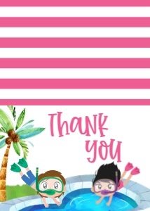 Birthday Dive-In Pool Party Girl Thank You: Birthday Dive-In Pool Party Girl