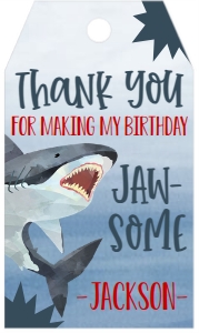 Birthday Shark bite Favor Tag: Birthday Shark bite 7x5