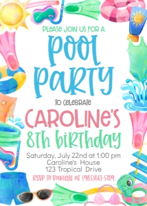 Birthday Pool Party Border Invite: Birthday Pool Party Border Invite