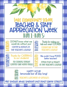 School Teacher Appreciation Week Lemon Weekly Itinerary design preview