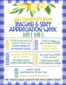 School Teacher Appreciation Week Lemon Weekly Itinerary: School Teacher Appreciation Week Lemon Weekly Itinerary