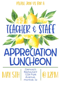 School Teacher Appreciation Week Lemons: School Teacher Appreciation Week Lemon Weekly Itinerary