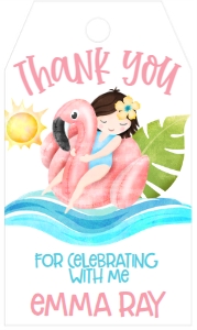 Birthday Flamingo float Pool Party Favor Tag: Birthday Flamingo float Pool Party