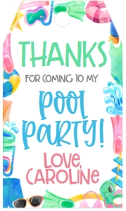 Birthday Pool Party Border Favor Tag: Birthday Pool Party Border Invite