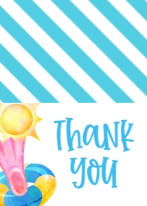 Birthday Pool Party Border Thank You: Birthday Pool Party Border Invite