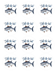 Birthday Fish Take the Bait Cupcake topper: Birthday Fish Take the Bait