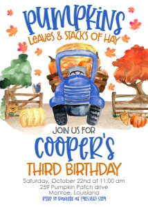 Birthday Farm Pumpkin Truck Blue: Birthday Farm Pumpkin Truck Blue