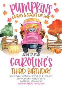 Birthday Farm Pumpkin Truck Pink: Birthday Farm Pumpkin Truck Pink