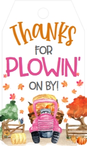 Birthday Farm Pumpkin Truck Pink Favor Tag: Birthday Farm Pumpkin Truck Pink