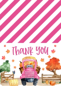 Birthday Farm Pumpkin Truck Pink Thank You: Birthday Farm Pumpkin Truck Pink