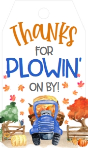 Birthday Farm Pumpkin Truck Blue Favor Tag: Birthday Farm Pumpkin Truck Blue