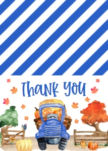 Birthday Farm Pumpkin Truck Blue Thank You: Birthday Farm Pumpkin Truck Blue