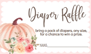 Baby Shower Blush Floral Pumpkin Diaper Raffle: Baby Shower Blush Floral Pumpkin