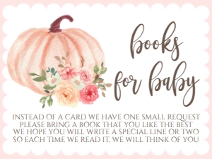 Baby Shower Blush Floral Pumpkin Book Card: Baby Shower Blush Floral Pumpkin