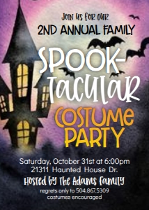 Halloween Haunted House Purple Invitation: Halloween Haunted House Purple Invitation