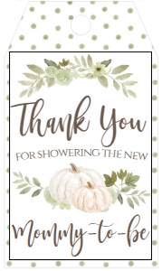 Baby Shower Greenery Pumpkin Wreath Favor Tag: Baby Shower Greenery Pumpkin Wreath