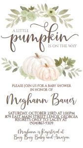 Baby Shower Greenery Pumpkin Wreath Text Invite: Baby Shower Greenery Pumpkin Wreath