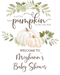 Baby Shower Greenery Pumpkin Wreath Welcome Sign 8x10: Baby Shower Greenery Pumpkin Wreath