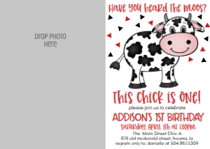 Birthday Cow Moos Photo Invite: Birthday Cow Moos