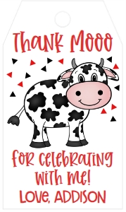 Birthday Cow Moos Favor Tag: Birthday Cow Moos