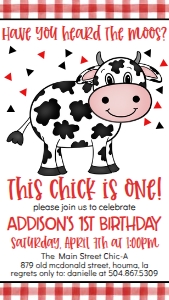 Birthday Cow Moos Text Invite: Birthday Cow Moos