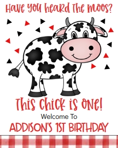 Birthday Cow Moos Welcome Sign: Birthday Cow Moos