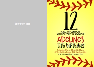 Birthday Number Softball Back Photo Invite: Birthday Number Softball Back