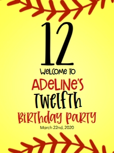 Birthday Number Softball Back Welcome Sign: Birthday Number Softball Back