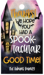 Halloween Haunted House Purple Favor Tag: Halloween Haunted House Purple Invitation