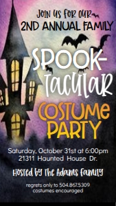 Halloween Haunted House Purple Text Invite: Halloween Haunted House Purple Invitation