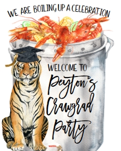 Crawfish Boil Graduation Diploma Tiger Welcome Sign: Crawfish Boil Graduation Diploma Tiger