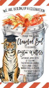 Crawfish Boil Graduation Diploma Tiger Text Invite: Crawfish Boil Graduation Diploma Tiger