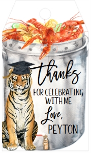 Crawfish Boil Graduation Diploma Tiger Favor Tag: Crawfish Boil Graduation Diploma Tiger