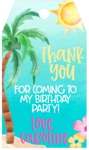 Birthday Tropical Number Favor Tag: Birthday Tropical Number