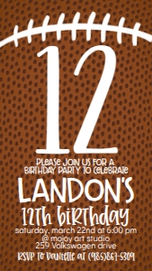 Birthday Number Football Text Invite: Birthday Number Football