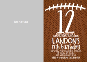 Birthday Number Football Photo Invite: Birthday Number Football