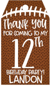 Birthday Number Football Favor Tag: Birthday Number Football