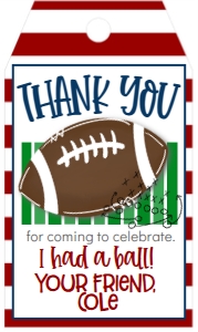 Birthday Football Stripes Favor Tag: Birthday Football Stripes