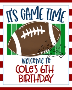 Birthday Football Stripes Welcome Sign: Birthday Football Stripes