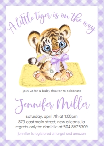 Baby Shower Mascot Tiger Gingham: Baby Shower Mascot Tiger Gingham