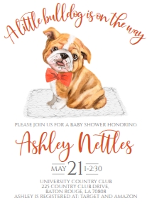 Baby Shower Mascot bulldog bowtie design preview