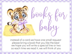 Baby Shower Mascot Tiger Gingham Book Card: Baby Shower Mascot Tiger Gingham