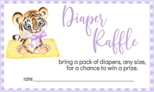 Baby Shower Mascot Tiger Gingham Diaper Raffle: Baby Shower Mascot Tiger Gingham