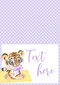 Baby Shower Mascot Tiger Gingham Food Tent: Baby Shower Mascot Tiger Gingham
