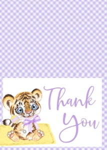 Baby Shower Mascot Tiger Gingham Thank You: Baby Shower Mascot Tiger Gingham