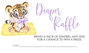 Baby Shower Mascot Tiger Yellow Diaper Raffle: Baby Shower Mascot Tiger yellow
